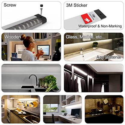 EBD Under Cabinet Lighting Plug in or Hardwired, 6 Pcs 12 Inch, No Messy Wires Built-in Adjustable Cable LED Light 6500K 2700Lm, 5 Cables Y Splitter Neat Counter Lights for Kitchen Shelf Home Office - size: 6-Pack 5 Cables