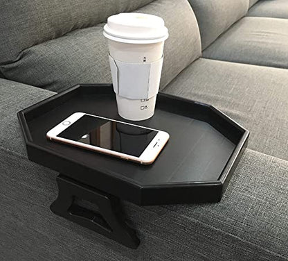 Sofa Arm Clip Table, Armrest Tray Table, Drinks/Remote Control/Snacks Holder (Plastic, Black) … - color: Black