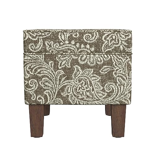 HomePop 22" Modern Rectangular Storage Ottoman - Brown Jacobean Print - color: Brown Jacobean Print