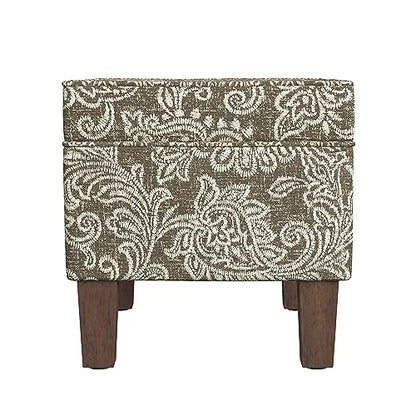 HomePop 22" Modern Rectangular Storage Ottoman - Brown Jacobean Print - color: Brown Jacobean Print