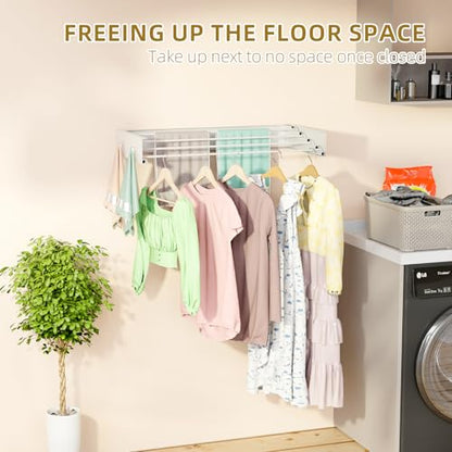 BAKON Wall Mounted Clothes Drying Rack 23.6'',Space Saving for Laundry Room | Heavy Duty Foldable Drying Rack Clothing for Hanging Towel, 60lbs Capacity, 4 Towel Hooks and 4 Rods - size: 23.6''【4 Hooks】