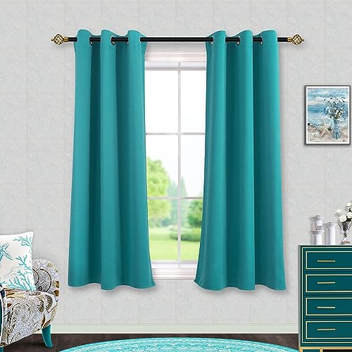 Mrs.Naturall Bathroom Window Curtain,Ocean Themed Short Curtains for Laundry Room Bedroom Kitchen 45 Inch Length,Sea Turtle Green Teal - color: Teal, size: 34"W x 45"L (Pack of 2)