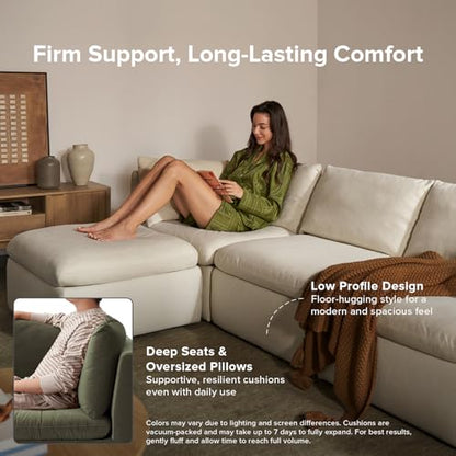 mopio Oversized Modular Sectional Sofa with Fully Removable Covers and Storage, Convertible U, L-Shaped and Sleeper Sectional, Modern Couches with Ottoman Chaise (Olive Green Velvet, Loveseat) - color: [Gen 2] Olive Green Velvet, size: Loveseat
