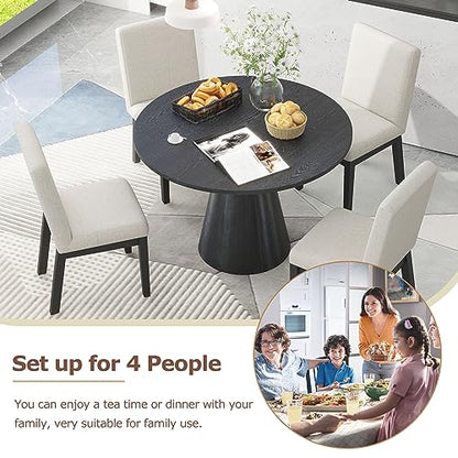 46.5'' Round Wood Dining Table for 4-6, Modern Circle Kitchen Table for Living Room Dining Room, φ46.5"x30.2" Contemporary Living Room Dining Room Table Furniture - Black - color: 46.5 Inches Black
