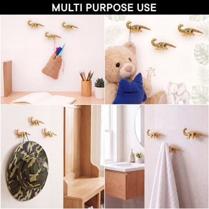 Indian Shelf Set of 3 Dinosaur Wall Hooks for Kids Nursery and Towels - style: Diplodocus
