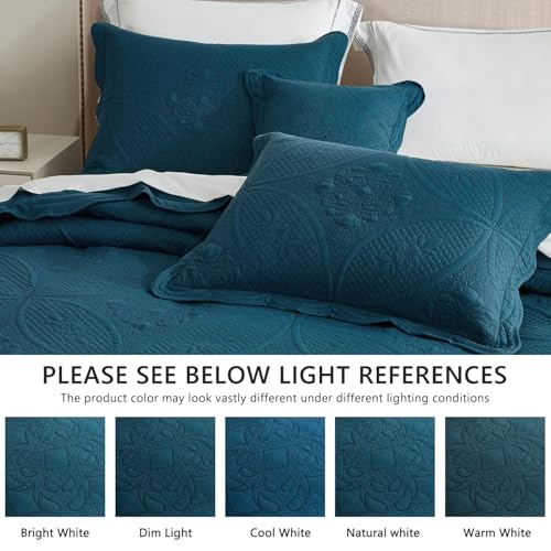 DaisyHuang Bedspread - Full Size Bedding Cover - Modern & Contemporary Coverlet Set, Real Stitching, Reversible, Lightweight, 5 Piece, Blue - color: Blue, size: Full(96"x110")