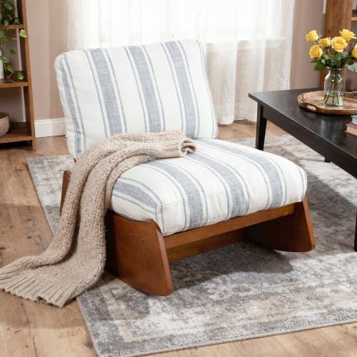 Armless Rocking chair, Upholstered Glider Lounge Chair, Gray Stripe | Comyf Chenill, Curved Solid Wood Base, for Living Room, Bedroom - color: Gray Stripe