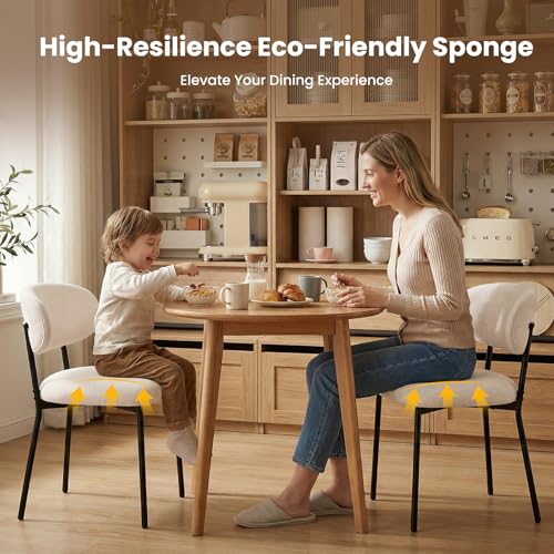 Upholstered Dining Chairs Set of 4, Modern Fabric Kitchen Chairs with Curved Backrest and Cushioned Seat, Sturdy Metal Legs, Modern Dining Chairs for Kitchen Dining Room, Living Room,Beige - color: Z-beige, size: Set of 4