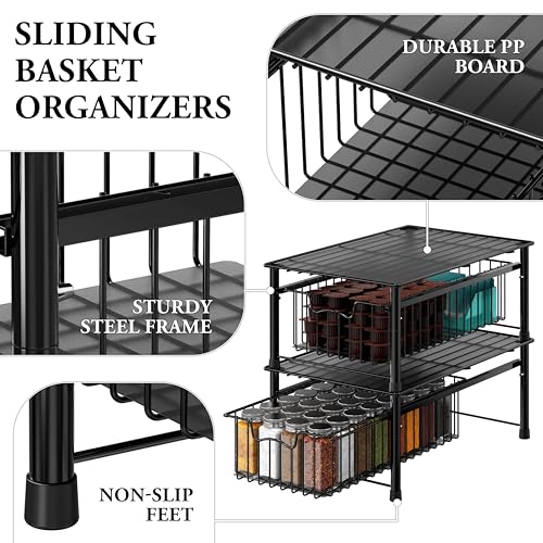 Simple Houseware Stackable Basket Drawer, Black - color: Black, size: 1-tier