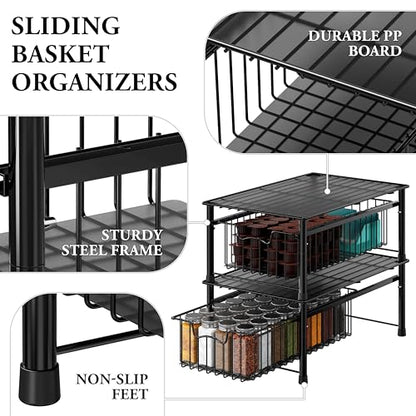 Simple Houseware Stackable Basket Drawer, Black - color: Black, size: 1-tier