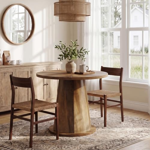 Tribesigns Small Round Dining Table for 2-4 People, 31.5" Wooden Kitchen Table with Thickened Tabletop & Sturdy Base, Mid-Century Modern Dinner Table for Small Apartment, Kitchen Nook, Dining Room