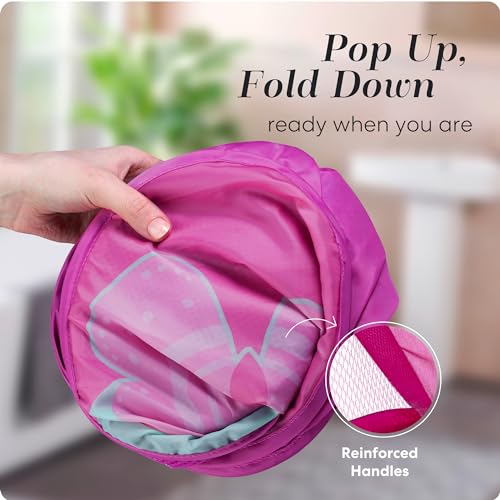 Handy Laundry Collapsible Mesh Pop Up Hamper with Wide Opening and Side Pocket - Breathable, Sturdy, Foldable, and Space-Saving Design for Clothes and Storage (Butterfly) - color: Butterfly
