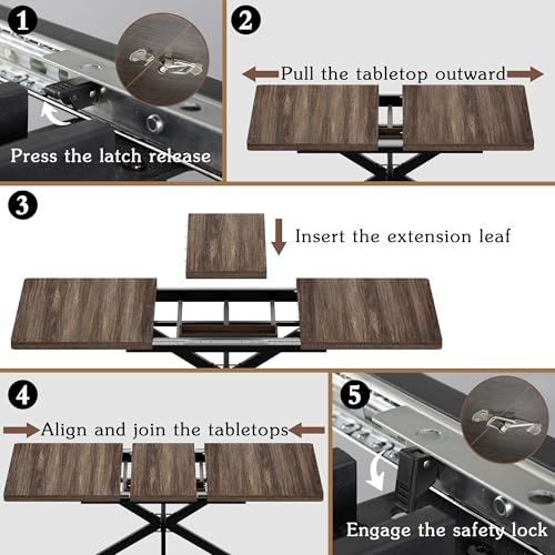 Extendable Dining Table for 4 6 8,55"-70" Kitchen Table Leaf,Dark Walnut | Expandable Rectangle Dining Table,Wood Dining Table w/ Hidden Leaf & Storage, Space Saving, Kitchen Dining Living Room,Modern - color: Removable Leaf 55"-71" Dark Walnut