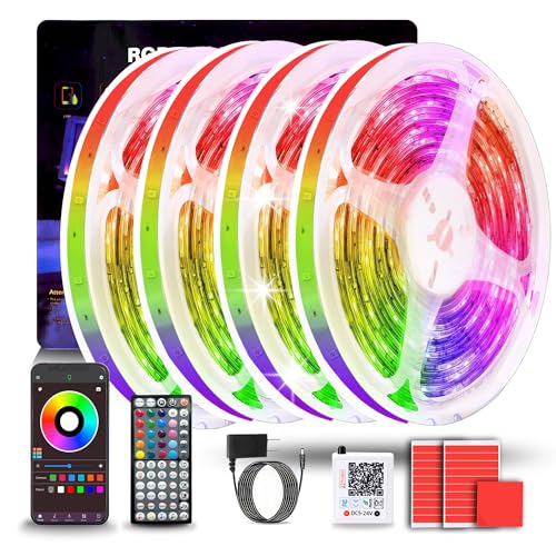 NBBUFF 400FT RGB Led Lights for Bedroom with Remote & App Control, 4*100FT | Music Sync Led Light Strip Color Changing Led Strip Lights, Dimmable DIY Led Lights for Room Decor Ambient Lighting - size: 400 ft