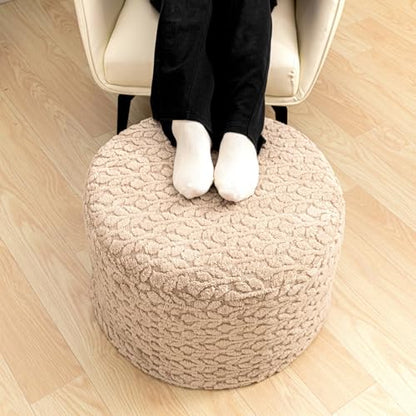 Poofieotto Pouf Ottoman Footstool 20x20x14In Couch Footrest Light Coffee | All-One Foam Pouf, Ottoman Coffee Table,Couch Foot Rest,Chair Footrest,Remov. Cover, Perfect for Living Room, Bedroom & Dorm - color: Light Coffee