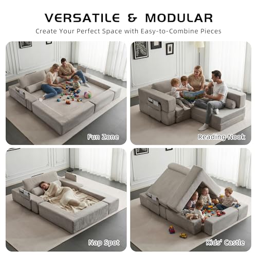49" Foldable Modular Studio Couch, Space Saver Bed with High Density Foam, Sofa Individual with Creative Shape for Apartment Leisure Scenes, Light Grey - color: Light Grey