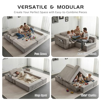 49" Foldable Modular Studio Couch, Space Saver Bed with High Density Foam, Sofa Individual with Creative Shape for Apartment Leisure Scenes, Light Grey - color: Light Grey