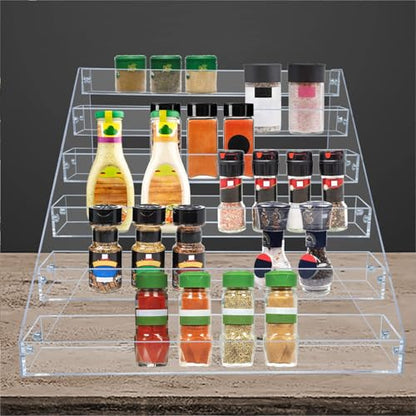 PMMASTO Tiered Spice Rack, Seasoning Organizer, Clear Acrylic Vertical Shelves Can Organizer for Countertop, Cabinet, Pantry, Kitchen Organization and Storage - 6 Tier - size: 6 Tier - inner width 1.93''