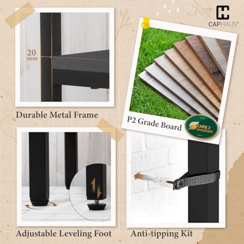 CAPHAUS 979lbs Capacity Heavy Duty Clothing Rack 48" W Metal Garment Rack with Drawers Hanging Rods and Wood Shelves Freestanding Closet Organizer, Black Board - color: Black, size: 48 Inch