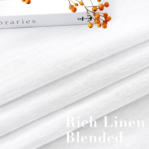 H.VERSAILTEX Linen Curtains Nickel Grommet Natural Linen Semi-Sheer Curtains 2 Panels Privacy Added Premium Soft Rich Material Drapes for Bedroom/Living Room - 37x63 - Inch - Pure White - color: Pure White, size: 37"W x 63"L (Pack of 2)