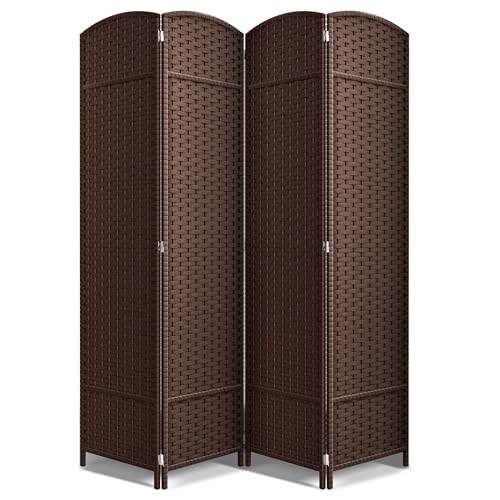 Sorbus 4 Panel Room Divider 6 ft. Tall - Privacy Screen, Extra Wide Double Hinged Panels, Mesh Hand-Woven Design, Partition Room Dividers and Folding Privacy Screens, Wall Divider for Room Separation - color: Chocolate, size: 4 Panel