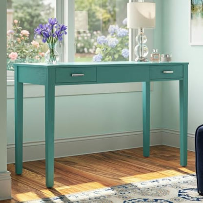 Hives and Honey Parsons Vanity Desk, Lift-Top Mirror, Storage, USB & Power Outlet, 2 Drawers, Smooth Glide, Modern Wood Grain Design, Brushed Chrome Hardware, Makeup & Dressing Table, Turquoise - color: Turquoise