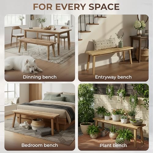 ARROWSTONE Solid Wood Bench for Entryway, Bed Bench, Dining, Plant Stand - Wooden Bench Indoor (47 inches) - size: 47 inches