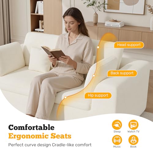 Luxanimarion 85'' Loveseat Sofa, Cloud Boneless Couches for Living Room, 2 Seater Modular Sectional Sofa,Oversized,Beige Chenille - color: Beige, size: Love Seat