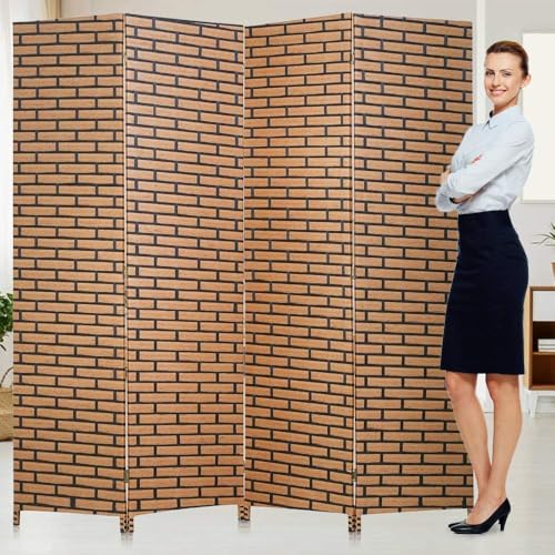 Room Dividers Folding Screens Privacy Screen Room Panel 4 Panel Partition Wall Tall Room Divider for Living Room Bedroom Study Portable Room Seperating Home Furniture Wall Dividers, Brick - color: Brick