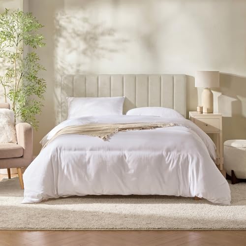 Nestl Upholstered Queen Headboard - Easy Assemble Channel Stitched Headboard Queen Size - Wall Mounted Headboards with 3D Soundproof Wall Panels Peel & Stick Floating Headboards, Linen - color: 02-linen, size: Queen