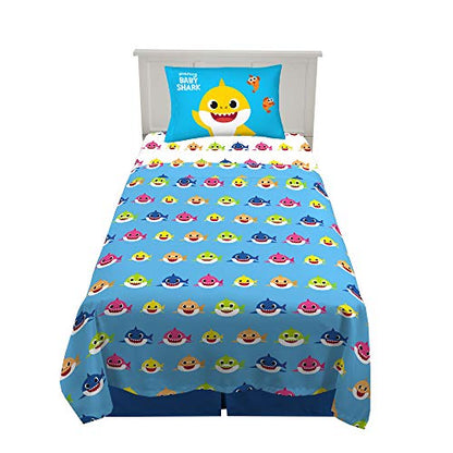 Franco Kids Bedding Super Soft Sheet Set, Twin, Baby Shark - color: Baby Shark, size: Twin
