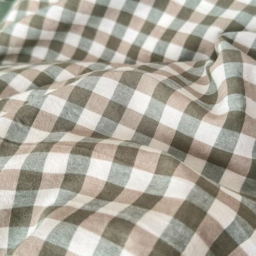 MKXI Sage Green Gingham Duvet Cover Twin, 3-Piece Ruffled Bedding Set - 100% Washed Cotton, Breathable Lightweight Fabric - Farmhouse Boho Chic Style Comforter Cover - color: 002 Ruffle- Green Gingham, size: Twin