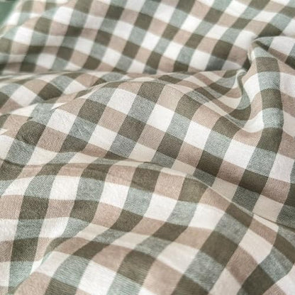 MKXI Sage Green Gingham Duvet Cover Twin, 3-Piece Ruffled Bedding Set - 100% Washed Cotton, Breathable Lightweight Fabric - Farmhouse Boho Chic Style Comforter Cover - color: 002 Ruffle- Green Gingham, size: Twin
