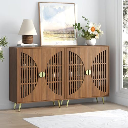 5-Tier Walnut Shoe Storage Cabinet with 2 Slatted Doors, Shoe Cupboard with Adjustable Shelves, Wooden Shoe Rack Organizer for Entryway, Hallway, Closet, Living Room - size: 13.78"D x 31.49"W x 32.67"H