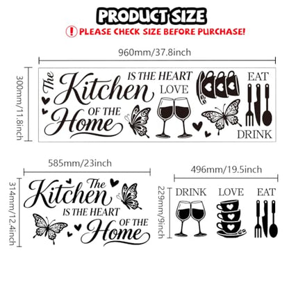 Kitchen Quotes and Tableware Wall Decals, Wall Stickers Decor | 2 Sheets 11.8"x37.8" Vinyl Removable Peel and Stick Murals, Plant Decor for Bedroom, Bathroom, Office, Classroom & Home - style: Kitchen Quotes and Tableware