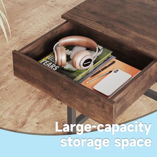 Mexin Small Desk with 2 Wooden Drawers, 40 Inch Home Office Writing Desk, Vanity Desk with Storage, Computer Desk for Bedroom Small Spaces, Table for Office, Kids Study, Makeup, Rustic Brown - color: Rustic Brown