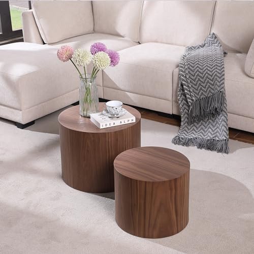 Walnut Nesting Coffee Table Set of 2 - color: Ca-walnut