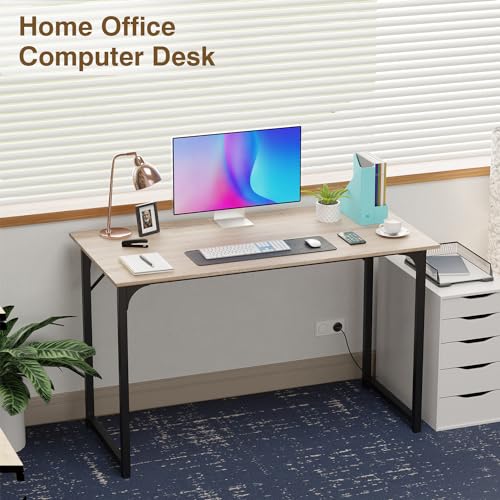 FDW 47 inches Computer Desk/Home Office Desk/Writing Study Table/Modern Simple Style PC Desk with Metal Frame,Nature - color: Nature, size: 47 Inches