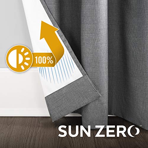 Sun Zero Columbia 2-Pack Thermal Energy Saving 100% Blackout Grommet Curtain Panel Pair, 50" x 108", Gray - color: Grey, size: 50"W x 108"L (Pack of 2)