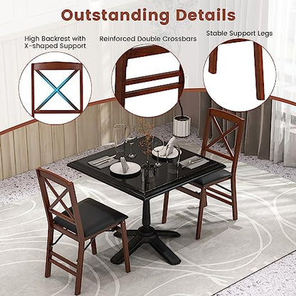 GIANTEX Folding Dining Chairs Set of 4, Foldable Wood Kitchen Chairs with Padded Seat, Solid Wood Frame, Max Load 400 Lbs, No Assembly Easy to Store Wooden Dining Chairs for Apartment, Small Space - color: Walnut-x Back