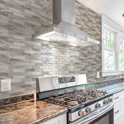 Art3d 10-Pack Marble Peel and Stick Backsplash, 12 x 12 in, Beige & White | Strong Adhesion, Lightweight, Cuttable, Waterproof, Fadeless, Crack Resistant, for Kitchen, Bedroom, Ideal for Recently Moved - color: Beige & White