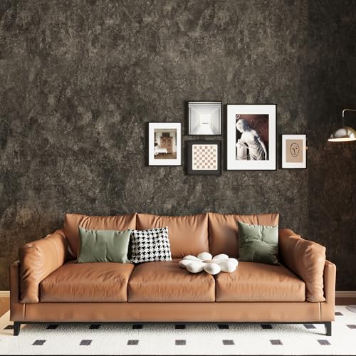 3yecao 16"×591" Big Roll Large Size Thick Dark Brown Tan Grey Concrete Wallpaper Peel Stick Glossy Charcoal Gray Concrete Contact Paper Vinyl Adhesive Taupe Cement Sticker for Bedroom Basement Walls - color: Dark Brown Grey, size: 16" x 591"
