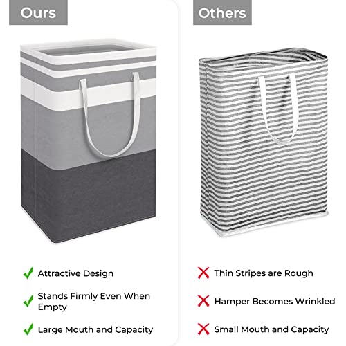 HomeHacks 2-Pack Large Laundry Basket, Waterproof, Freestanding Laundry Hamper, Collapsible Tall Clothes Hamper with Extended Handles for Clothes Toys in the Dorm and Family Gradient Grey, 88L | Waterproof, Freestanding, Collapsible Clothes Hamper with Re