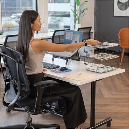 Fellowes Workstation 3" Letter Desk Tray Organizer, Wire, Black (60112) (Pack of 12) - size: 14.1" x 10" x 3" (Pack of 12)