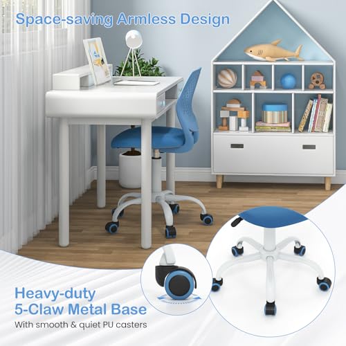 GIANTEX Kids Desk Chair, Adjustable Children Study Chair, Swivel Armless Mesh Task Student Chair, Child Desk Chair with Adjustable Height & Lumbar Support Computer Chair (Blue) - color: Blue
