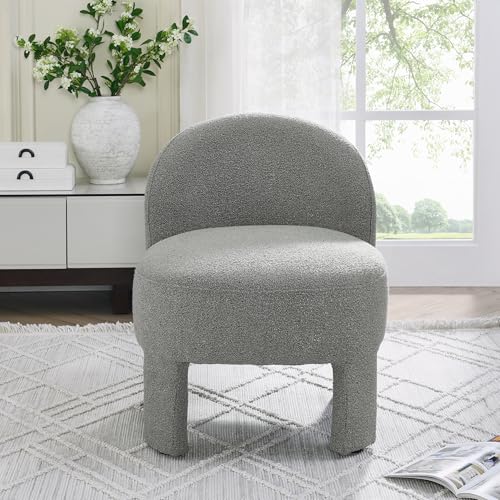Loop Gauze Lounge Chair with Soft Cushion, Space Saving Accent Chair for Small Spaces, Easy Assembly Modern Chair for Living Room, Bedroom, Balcony(Grey)