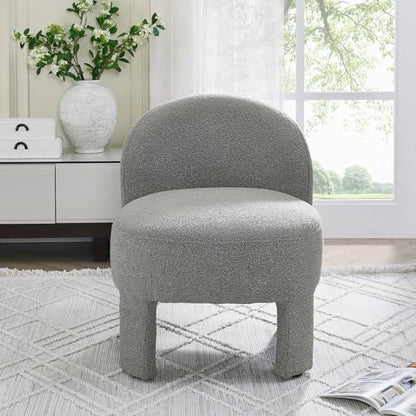 Loop Gauze Lounge Chair with Soft Cushion, Space Saving Accent Chair for Small Spaces, Easy Assembly Modern Chair for Living Room, Bedroom, Balcony(Grey)