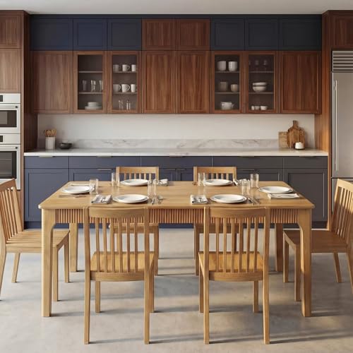 31.5" Solid Wood Dining Room Table,Rectangular Kitchen Real Wooden Table | 2 Person Modern Farmhouse Mid Century Fluted Design Furniture Desk for Home,Small Space,Apartment,Living Room Nature - color: Nature, size: 31.5" L x 25" W x 29" H