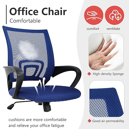 PayLessHere Office Computer Chair Ergonomic Cheap Desk Chair Adjustable Comfortable Mid Back Task Rolling Swivel with Lumbar Support for Home Office (Pack of 2, Blue) - color: Blue, style: pack of 2