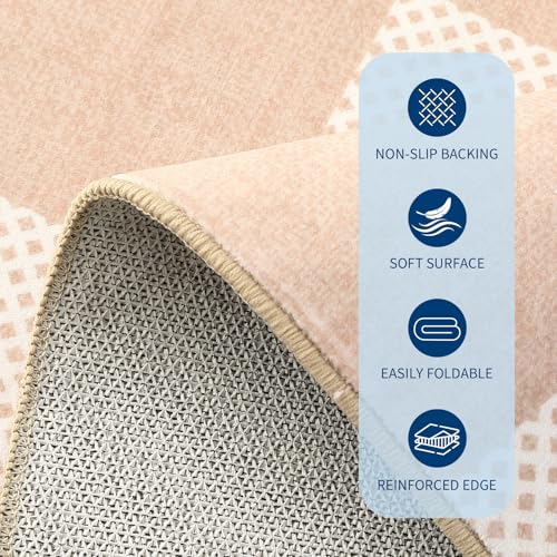 GarveeHome Checkered Blush Beige 2x6 Washable Low-Pile Kitchen Runner Rug | Non-Slip Blush Beige Stain Resistant Rug for Kitchen Hallway Entryway Bedroom Bathroom Geometric Modern Rug TPE Backing - color: Blush Beige, size: 2' x 6' (Rectangular)